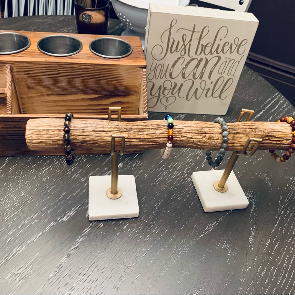 Beautiful Bracelet Holder.  Heavy duty; marble, metal, wood. - Picture 3 of 4